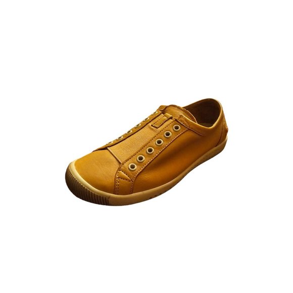 Softinos Comfortable Slip on  Leather Stretch Sneaker - Orange - Picture 2 of 5